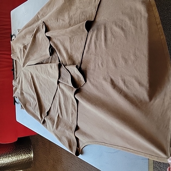 BCBGMaxAzria Tara Faux Suede Cascading Asymmetrical Dress Tan size M - Picture 7 of 15